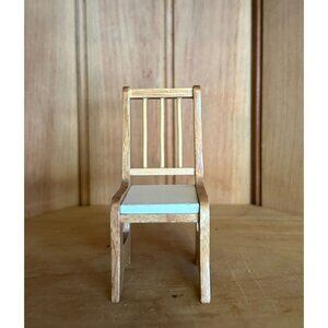 Vintage Handmade Wood Oak Color Miniature Dollhouse Furniture Farmhouse Chair